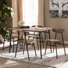 Darcia Rustic and Industrial Brown Wood Matte Black Frame 5-Piece Dining Set