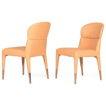 Sandi Modern Peach and Rosegold Dining Chair, Set of 2