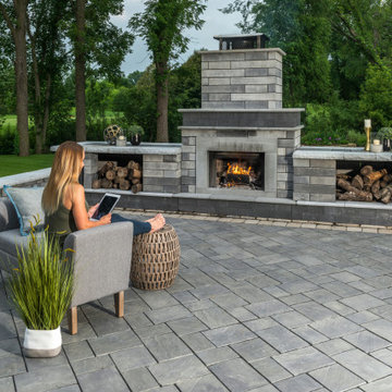 Bring the Indoors Outside with our Lineo Dimensional Stone Fireplace