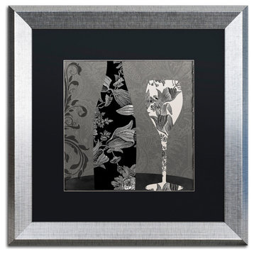 Color Bakery 'Vin Elegant II' Art, Silver Frame, Black Matte, 16"x16"