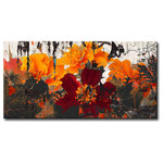 Ready2HangArt - Fall Ink XV, Canvas Wall Art, 20"x40" - An assembly of orange and maroon flora floats over a garden of obscure black shrubbery, ambiguously yet beautifully arranged; atop a mottled, white backdrop. Distinctive 'Fall Ink XV' will tantalize your space with virtuosity. Handcrafted in the U.S.A., this gallery wrapped canvas art arrives ready to hang on your wall. Refine your space with an art piece from Ready2HangArt's Fall Ink collection, which will effortlessly bring a warm essence of autumn to any style of decor.