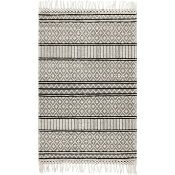 nuLOOM Hand Woven Wool Cotton Marcy Transitional Area Rug, Ivory, 5'x8'