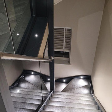 Staircase Renovation | Stained Oak, Steel & Glass | Spalding