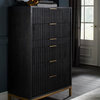 Genovese Modern Bedroom Set - Black and Gold, King Set of 5 (Bed, Nightstand, Chest, Dresser and Mirror)