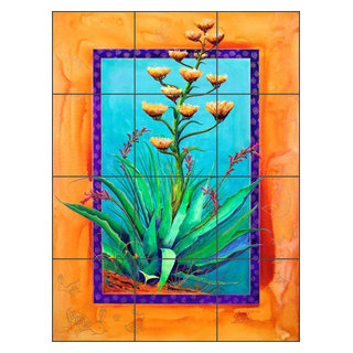 Cactus Tile Backsplash Susan Libby Southwest Art Ceramic Mural  SLA068 