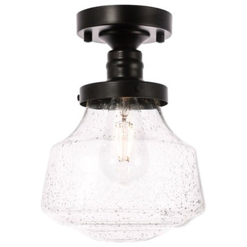 Living District Lyle 1-Light Metal & Glass Flush Mount in Black/Clear