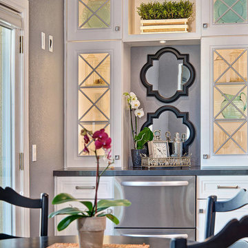 White kitchen with grey accents