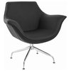 Modern Mala Swivel Chair Soft Leatherette Upholstery Stainless Steel Base, Black