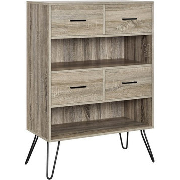 Altra Furniture Landon 2 Shelf Bookcase in Oak and Gunmetal Gray
