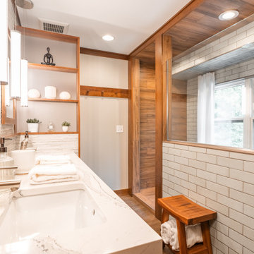 Warm Woody primary bath remodel