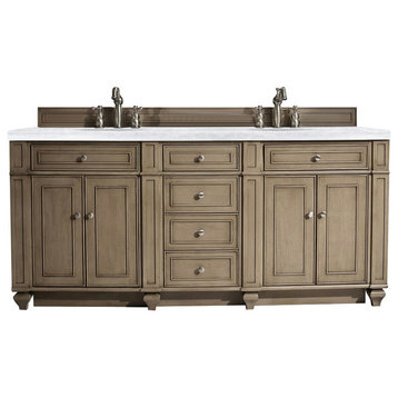 Bristol 72" Double Vanity Walnut w/3 CM Arctic Fall Solid Surface Top
