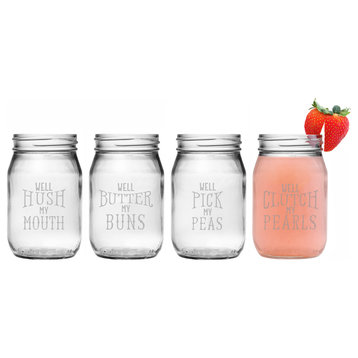 "Well" Expressions 4-Piece Drinking Jar Set