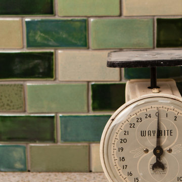 Shades of Green Subway Tile Backsplash