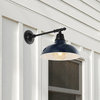 Wallace 12.25" 1-Light Indoor/Outdoor Iron LED Victorian Arm Sconce, Navy/Black