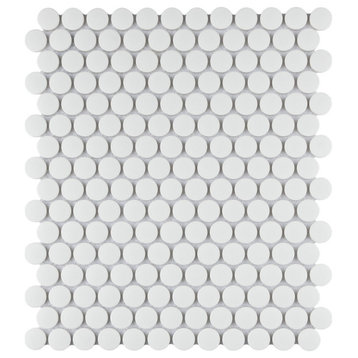 Gotham Penny Round White Porcelain Floor and Wall Tile