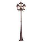 Livex Lighting - Livex Lighting 7669-58 Oxford - Four Light Outdoor Four Head Post - Includes Mounting Template with Anchor Bolts.