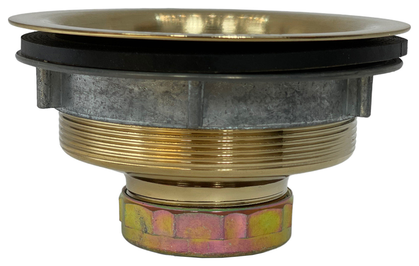 SinkSense Satin Gold 3.5" Basket Strainer Drain with Post Style Basket