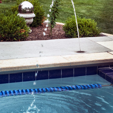 Naperville, IL Lap Pool With Large Sunshelf And Deck Sprays
