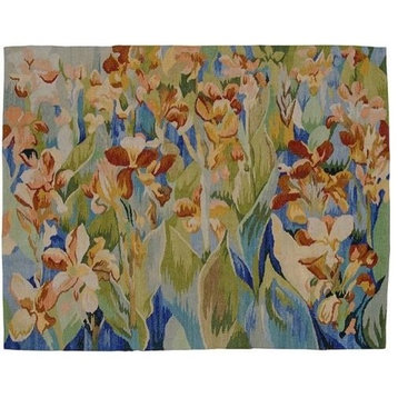 Tapestry Aubusson Contemporary 4x5 5x4 Sky Blue Wool Backing With Rod