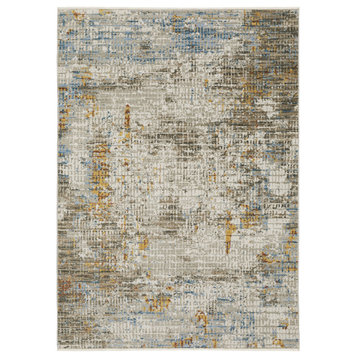 Banner Recycled P.E.T. Geometric Beige/Multi Fringed Area Rug, 9'10"x12'10"