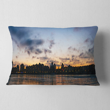 Sunset with Clouds in Kiev Panorama Cityscape Throw Pillow, 12"x20"