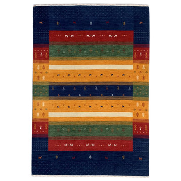 EORC Navy Hand Knotted Wool Gabbeh Rug, 10'x14'