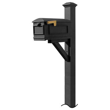 Westhaven System With Lewiston Mailbox, No Base Pyramid Finial In, Black