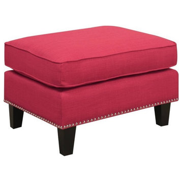 Bowery Hill Ottoman in Berry Red