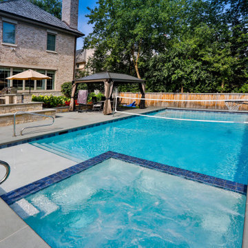 Northbrook, IL Rectilinear Pool with Interior Hot Tub