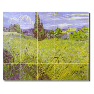 Rikki Knight Van Gogh Art Cornfield with Cyprusses Design Ceramic Art Tile 8 x 8