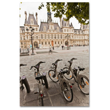 "Paris Deux - City Hall Bicycles" Canvas Art by Yale Gurney, 16"x24"