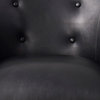Luxe Mid Century Modern Black Leather Club Chair  Round Barrel Minimalist Retro