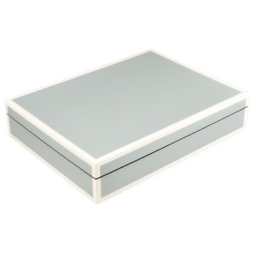 Lacquer Box, Cool Gray and White, Long Stationery