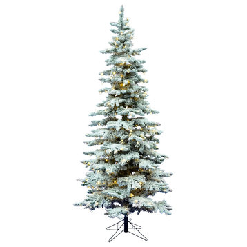 Vickerman Slim Flocked Utica Fir Tree, 39"x6.5', Warm White Led Lights