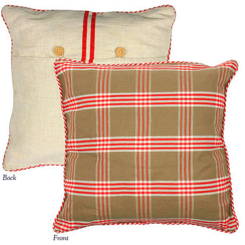 Pillow Cover,Check/Natural Red