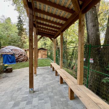 AFTER - View from under the new pergola looking East towards the lodge