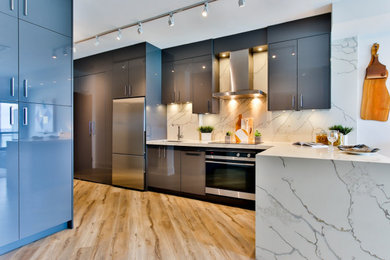 Example of a minimalist kitchen design in Toronto