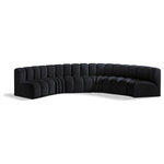 Meridian Furniture - Arc Velvet Upholstered 6-Pc. U-Shaped Modular Sectional, Black - Give your living room or den the perfect blend of style and versatility with this Arc velvet fabric curved modular Sectional. Part of the Arc modular furniture collection, this Sectional comes upholstered in rich black velvet fabric and features deep channel tufting that adds a touch of luxury while enhancing comfort and support. A seamless combination of form and function, this chair can be used with other Arc pieces to create a myriad of configurations in your well-curated room.