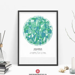 AQUARIUS Zodiac Constellation Poster - Abstract Modern Art Gallery Quality Gicl&eacute; - Prints And Posters