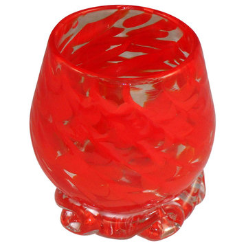 Traditional Hand Blown Votive and Shot Glass, Red and Orange