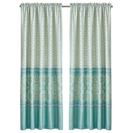 Mystic 2 Piece Curtain Set, Teal, 2 Panels, 60"x84"