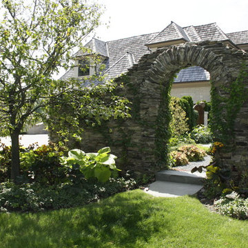 Full Landscape with Patio, Outdoor Kitchen, Stone Driveway and Planting