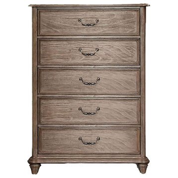 Bowery Hill 5 Drawers Farmhouse Solid Wood Chest in Rustic Natural