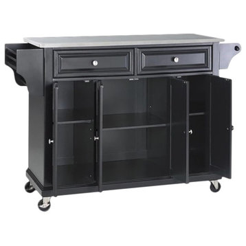 Catania Modern / Contemporary Stainless Steel Top Kitchen Cart in Black
