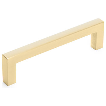 Diversa Solid Square Edge Cabinet and Drawer Bar Pulls, Brushed Gold, 3-3/4" (96