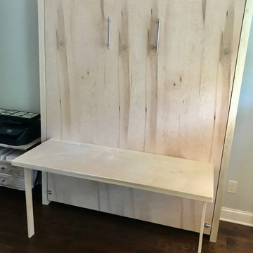 Custom Built Full Size Vertical Murphy Bed with Fold Down Desk Combo - Shellac F