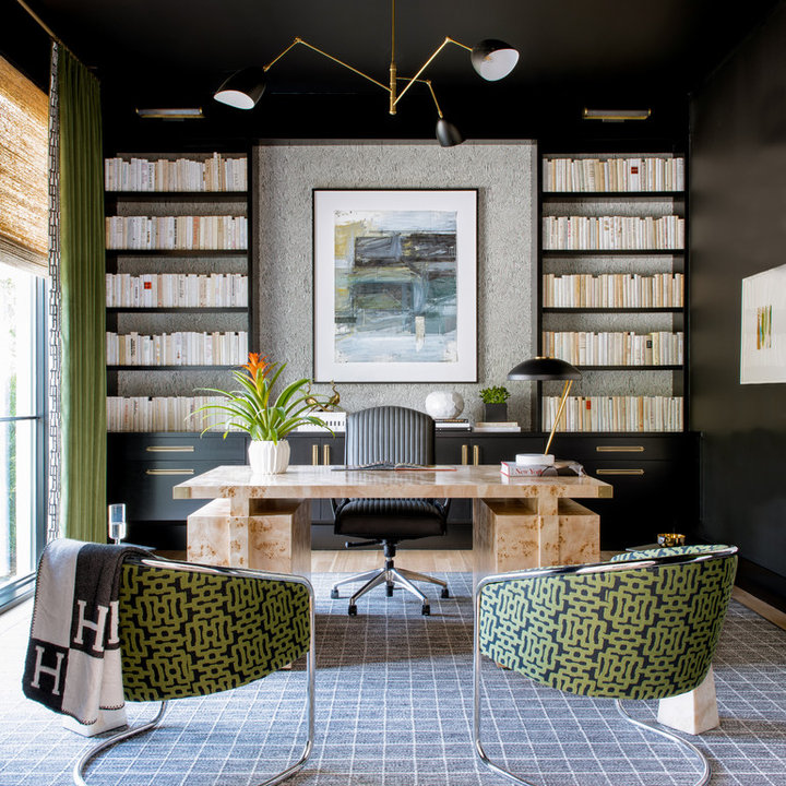 75 Beautiful Home Office with Black Walls Ideas & Designs - November ...