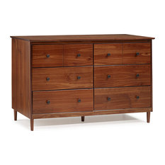 Solid Wood 6 Drawer Dresser Dressers Houzz Walker Edison Clic Midcentury Modern 6 Drawer Solid Wood Dresser Walnut Dressers