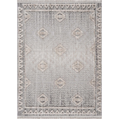 Hauteloom Agoo Area Rug, Charcoal/Cream/Peach, 7'10"x10'