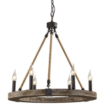 6-light Modern Round Circle Chandelier in Candle Style